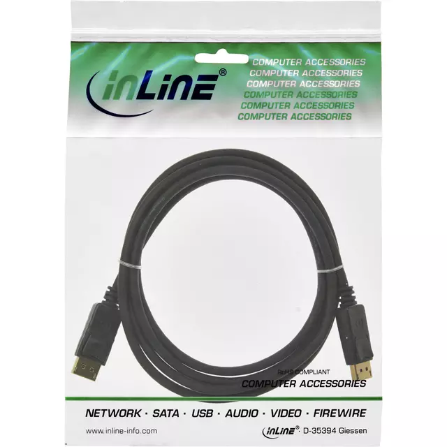 Een Kabel inLine displayport 4K60HZ M-M 3 meter zwart koop je bij KantoorProfi België BV