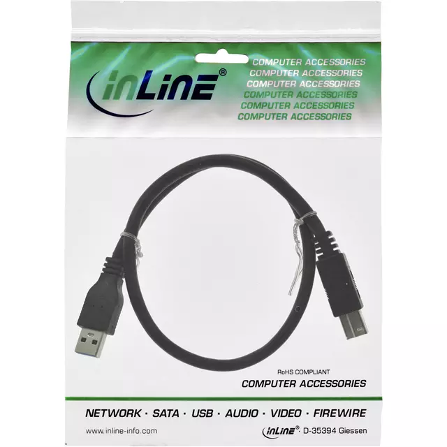 Een Kabel Inline USB-A USB-B 3.0 M 1.5 meter zwart koop je bij MV Kantoortechniek B.V.