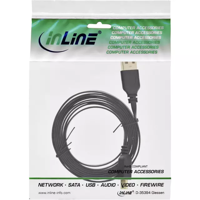 Een Kabel InlLne USB-A mini-B 2.0 platte kabel 2 meter zwart koop je bij EconOffice