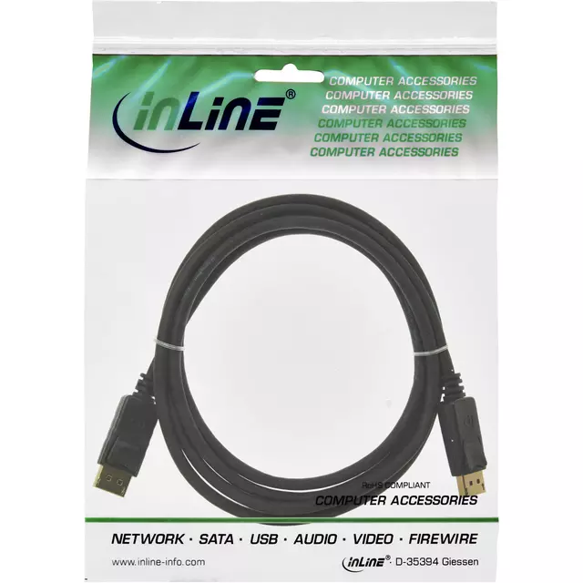 Een Kabel inLine displayport 4K60HZ M-M 1.5 meter zwart koop je bij L&N Partners voor Partners B.V.