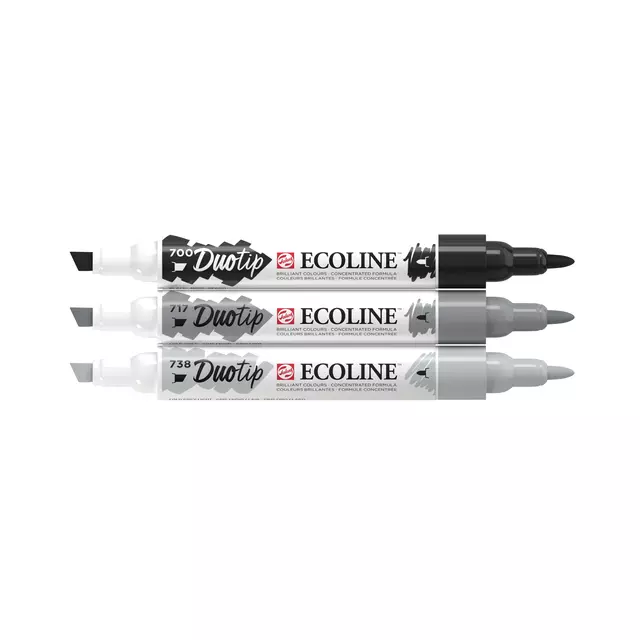 Een Duotip marker Ecoline zwart & grijs set 3 kleuren koop je bij KantoorProfi België BV