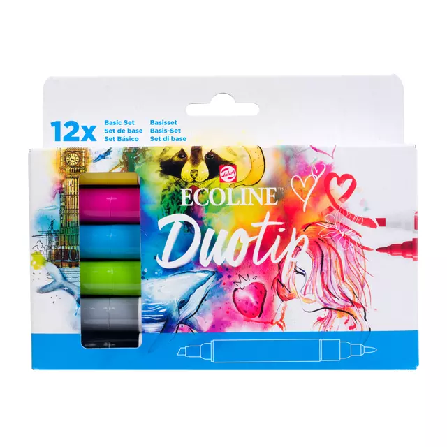 Een Duotip marker Ecoline basis set 12 kleuren koop je bij Van Hoye Kantoor BV