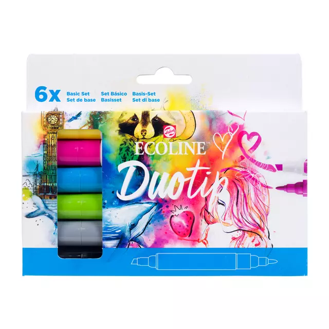 Een Duotip marker Ecoline basis set 6 kleuren koop je bij KantoorProfi België BV