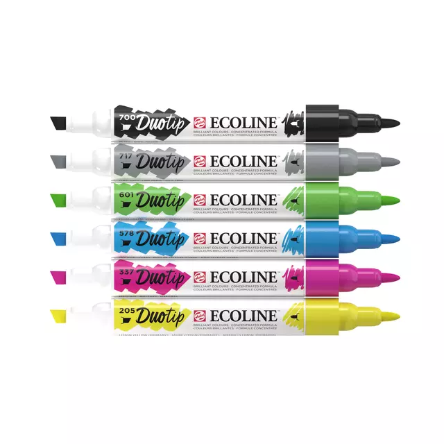Een Duotip marker Ecoline basis set 6 kleuren koop je bij Van Hoye Kantoor BV