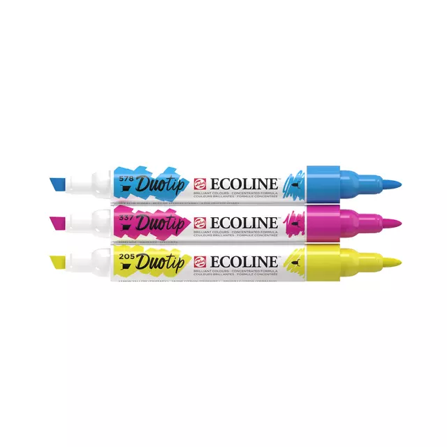 Duotip marker Ecoline primair set 3 kleuren