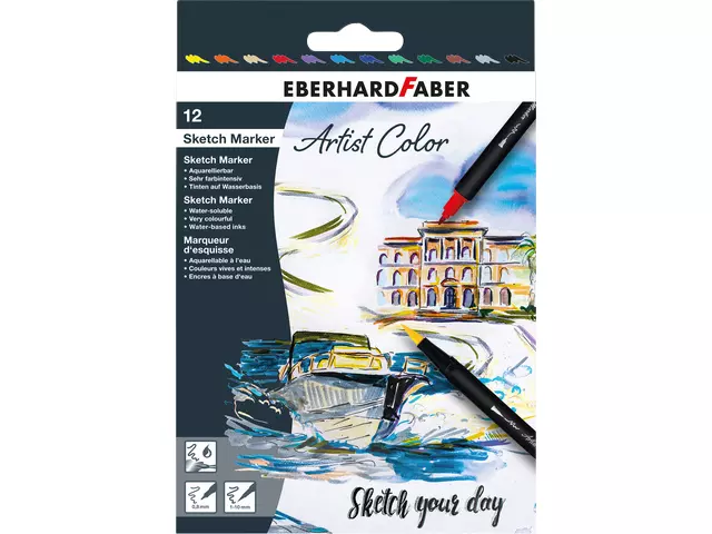 Een Sketch marker Eberhard Faber 12 stuks assorti koop je bij EconOffice