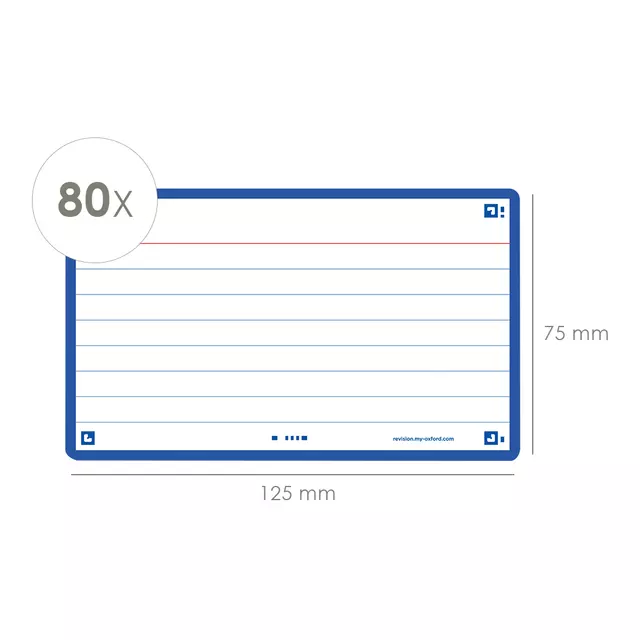 Een Flashcard Oxford 2.0 75x125mm 80vel 250gr lijn blauw koop je bij Van Hoye Kantoor BV
