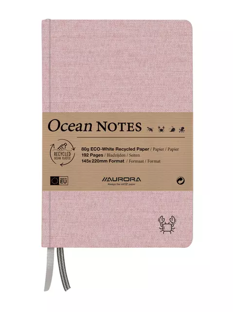 Een Notitieboek Aurora Ocean A5 192blz lijn 80gr linnenstructuur kaft rood koop je bij Van Leeuwen Boeken- en kantoorartikelen