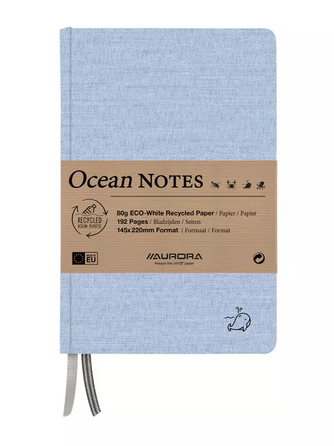 Een Notitieboek Aurora Ocean A5 192blz lijn 80gr linnenstructuur kaft blauw koop je bij KantoorProfi België BV
