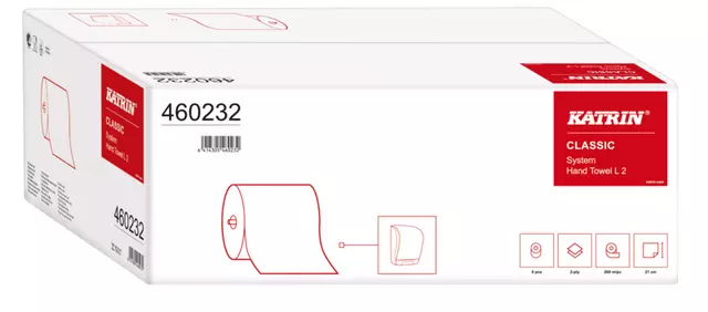 Een Rouleau essuie-mains Katrin 460232 Classic L2 2 épaisseurs 200m koop je bij QuickOffice BV