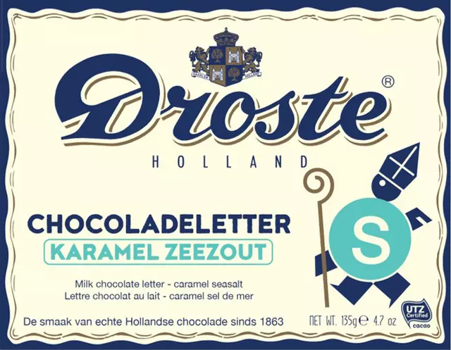 Een Chocoladeletter Droste melk karamel zeezout "S" 135gr koop je bij KantoorProfi België BV