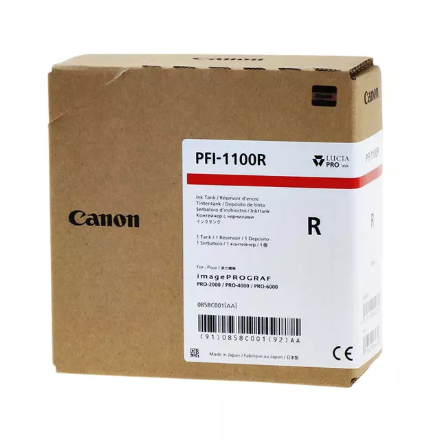 Een Inktcartridge Canon PFI-1100 rood koop je bij KantoorProfi België BV