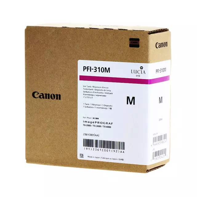 Een Inktcartridge Canon PFI-310 rood koop je bij Van Hoye Kantoor BV