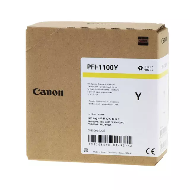 Buy your Ink cartridge Canon PFI-1100 yellow at QuickOffice BV