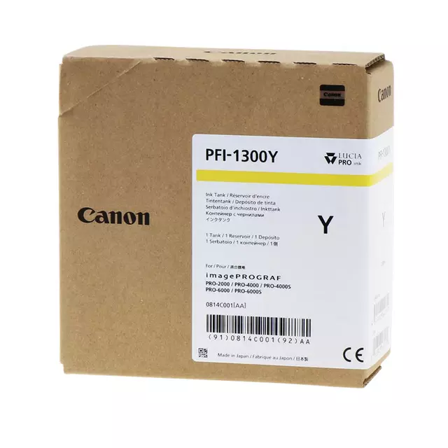 Een Cartouche d'encre Canon PFI-1300 jaune koop je bij QuickOffice BV