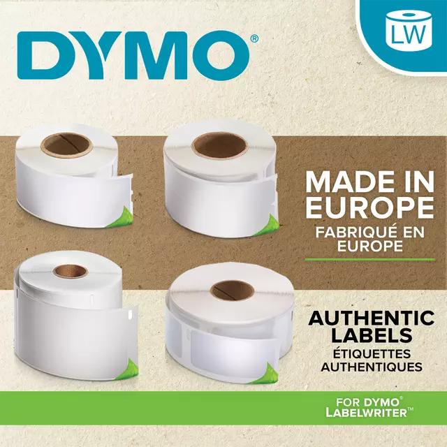 Een Etiket Dymo LabelWriter adressering 25x54mm 12 rollen á 500 stuks wit koop je bij MV Kantoortechniek B.V.