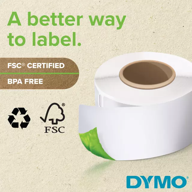 Een Etiket Dymo LabelWriter adressering 25x54mm 12 rollen á 500 stuks wit koop je bij Van Leeuwen Boeken- en kantoorartikelen