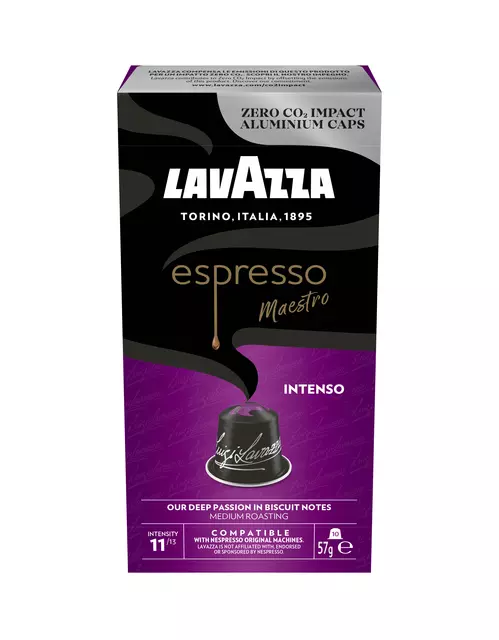 Een Koffiecups Lavazza espresso Intenso 10 stuks koop je bij MV Kantoortechniek B.V.