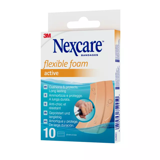 Wondpleister Nexcare active flexible foam waterbestendig 6x10cm 10 stuks