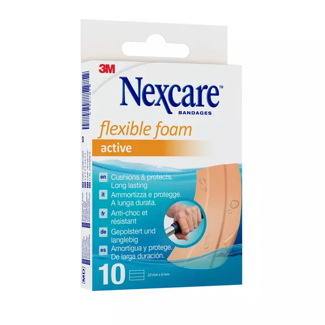 Een Wondpleister Nexcare active flexible foam waterbestendig 6x10cm 10 stuks koop je bij EconOffice
