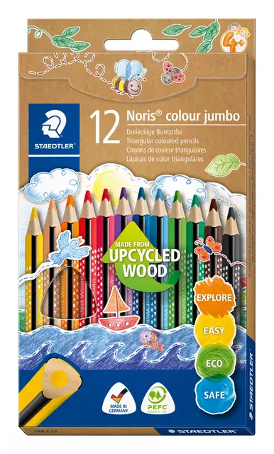 Een Kleurpotlood Staedtler Noris Colour Jumbo set à 12 kleuren koop je bij KantoorProfi België BV