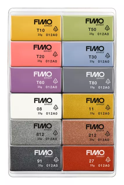 Een Klei Fimo soft colour pak à 12 mode kleuren koop je bij MV Kantoortechniek B.V.