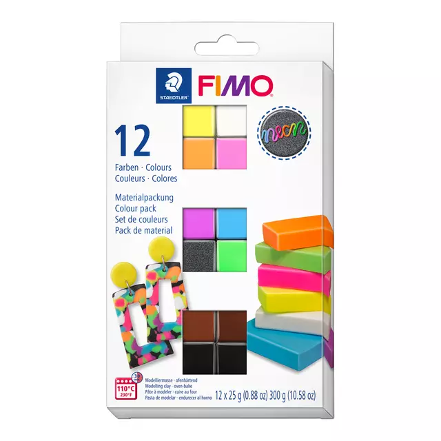 Een Klei Fimo effect colour pak à 12 neon kleuren koop je bij EconOffice