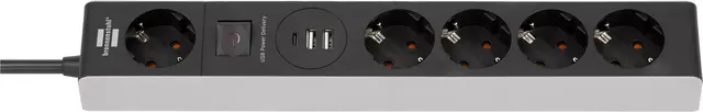 Een Stekkerdoos Brennenstuhl 5 voudig 1+2 USB C Power Delivery 1.5 meter grijs/zwart koop je bij KantoorProfi België BV