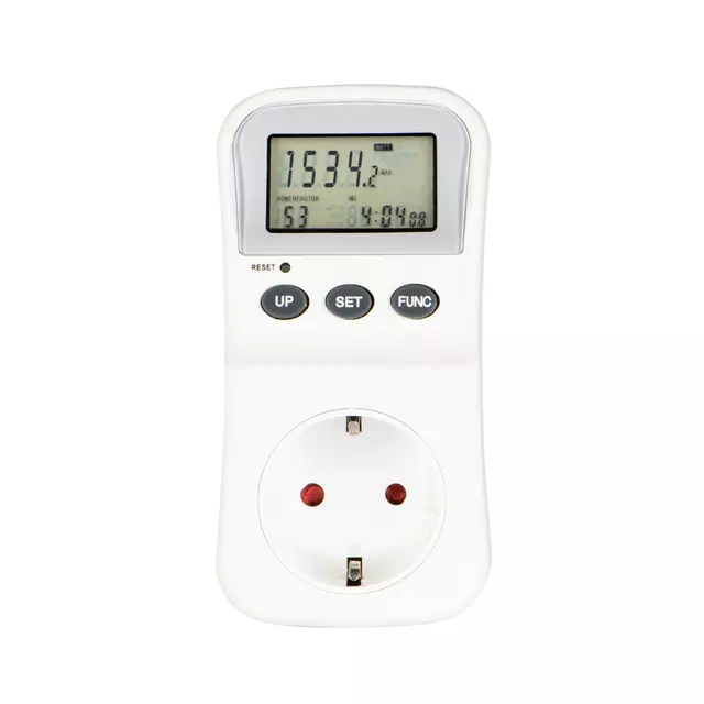 Een Energiekostenmeter Hama digitaal voor in stopcontact met lcd display, koop je bij KantoorProfi België BV