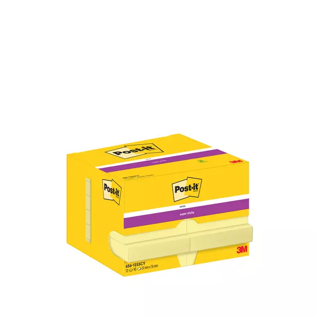 Een Memoblok 3M Post-it 656 Super Sticky 47,6x76mm geel koop je bij Van Leeuwen Boeken- en kantoorartikelen