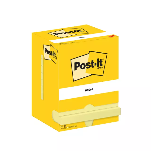 Een Memoblok 3M Post-it 657 76x102mm geel koop je bij Van Leeuwen Boeken- en kantoorartikelen