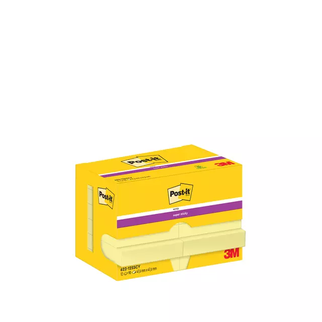 Een Memoblok Post-it 622 Super Sticky 47,6x47,6mm geel koop je bij KantoorProfi België BV