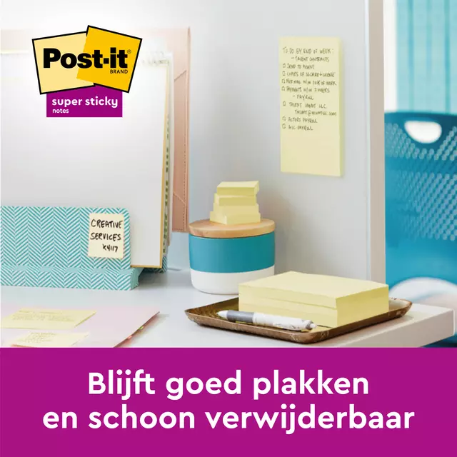 Een Memoblok 3M Post-it 622 Super Sticky 47,6x47,6mm geel koop je bij Van Leeuwen Boeken- en kantoorartikelen