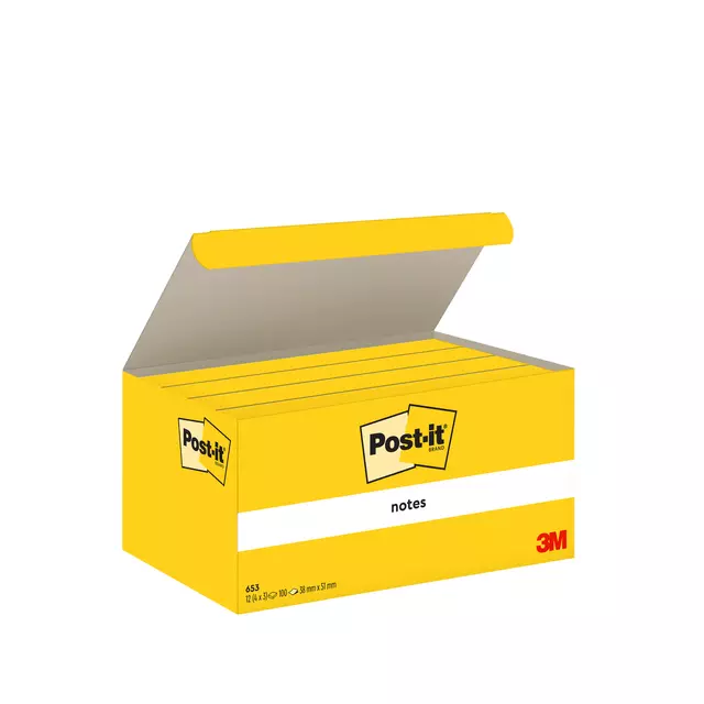 Een Memoblok Post-it 653 38x51mm geel koop je bij Van Hoye Kantoor BV
