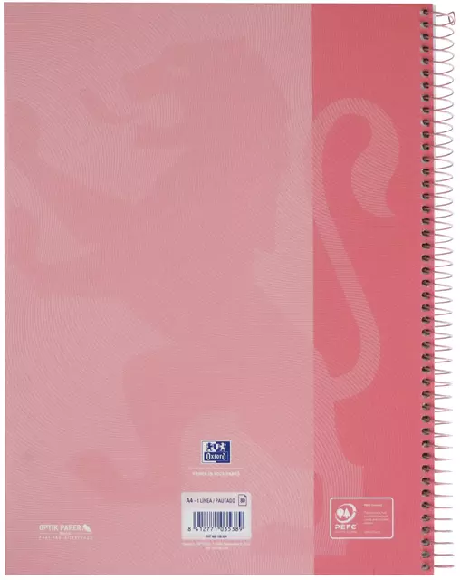 Een Notitieboek Oxford Touch Europeanbook A4+ 4-gaats lijn 80vel pastel roze koop je bij Van Leeuwen Boeken- en kantoorartikelen