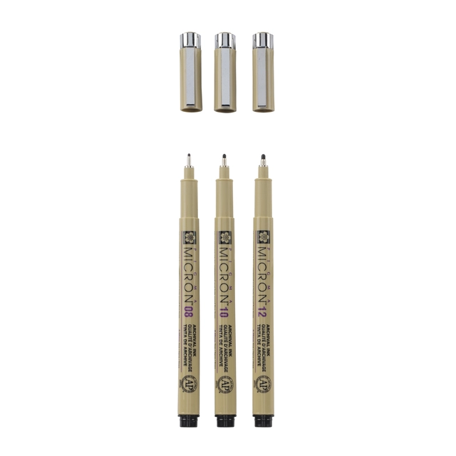 Fineliner Sakura Pigma Micron set à 3 schrijfbreedtes zwart