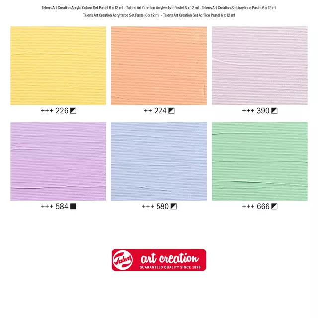 Een Acrylverf Talens Art Creation Pastel 12ml set à 6 kleuren koop je bij Goedkope Kantoorbenodigdheden
