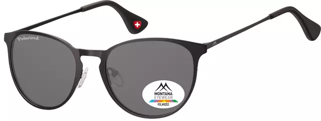 Zonnebril Montana met smoke gepolariseerd rond glas en metalen pootje zwart