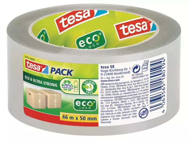 Een Verpakkingstape Tesa 58297 Eco transparant Ultra strong koop je bij KantoorProfi België BV