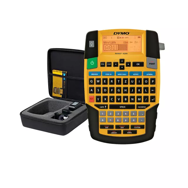 Een Labelprinter Dymo Rhino 4200 industrieel qwerty 19mm geel in koffer koop je bij EconOffice