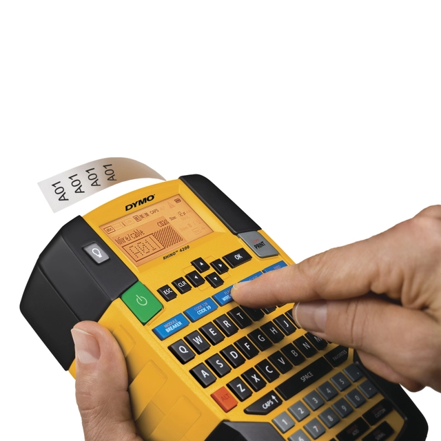 Een Labelprinter Dymo Rhino 4200 industrieel qwerty 19mm geel in koffer koop je bij Goedkope Kantoorbenodigdheden