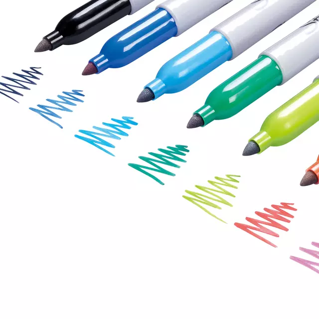 Een Viltstift Sharpie rond incl 10 nieuwe kleuren fijn assorti blister à 24 stuks koop je bij EconOffice