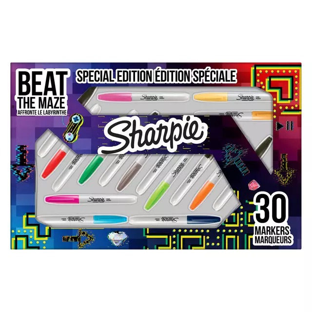 Een Viltstift Sharpie rond Beat the Maze fijn assorti pak à 30 stuks koop je bij EconOffice