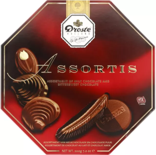 Een Chocolade Droste verwenbox assorti 200 gr koop je bij Van Leeuwen Boeken- en kantoorartikelen