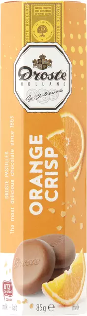 Een Chocolade Droste pastilles melk orange crisp 85gr koop je bij Totaal Kantoor Goeree