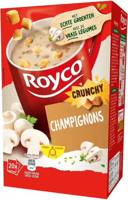 Een Soep Royco crunchy champignons 20 zakjes koop je bij Totaal Kantoor Goeree