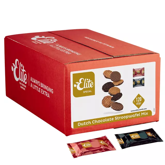 Een Koekjes Elite Special Dutch chocolate stroopwafelmix 120 stuks koop je bij EconOffice