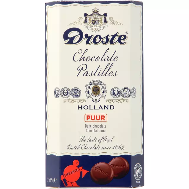 Een Chocolade Droste duopack pastilles puur 170gr koop je bij KantoorProfi België BV