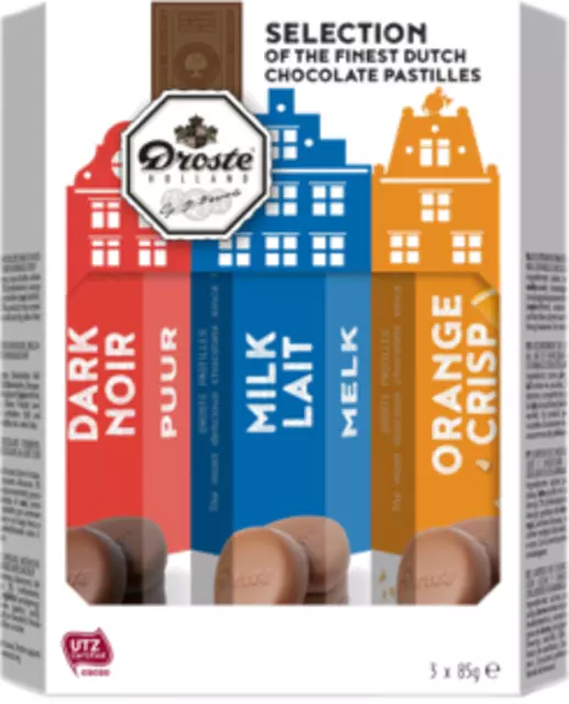 Een Chocolade Droste pastilles 3-pack kokers 255gr koop je bij KantoorProfi België BV