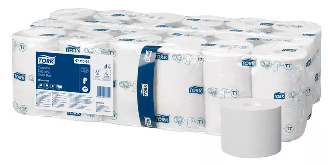 Een Toiletpapier Tork T7 hulsloos Universal mid-size 1-laags 1300vel wit 472584 koop je bij L&N Partners voor Partners B.V.